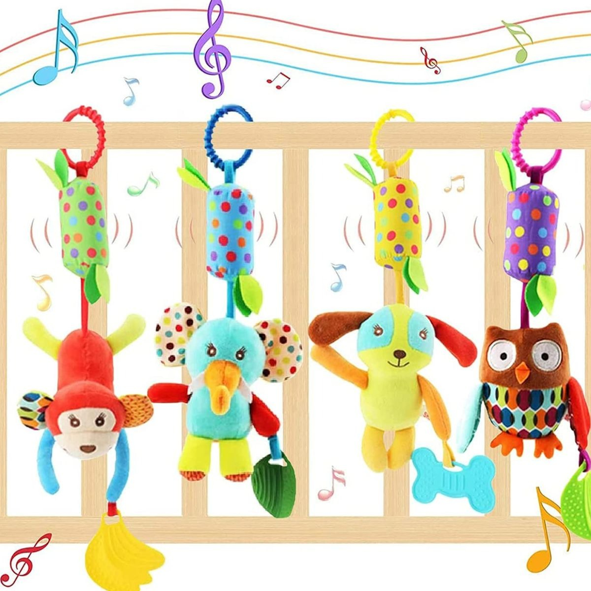 SET 2 SONAJEROS JUGUETE PELUCHE COLGANTE SENSORIAL BEBE LAU - 10