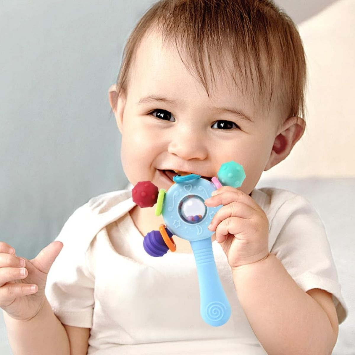 SET 2 SONAJEROS JUGUETE 2EN1 ESTIMULA SENSORIAL BEBE LAU - 4