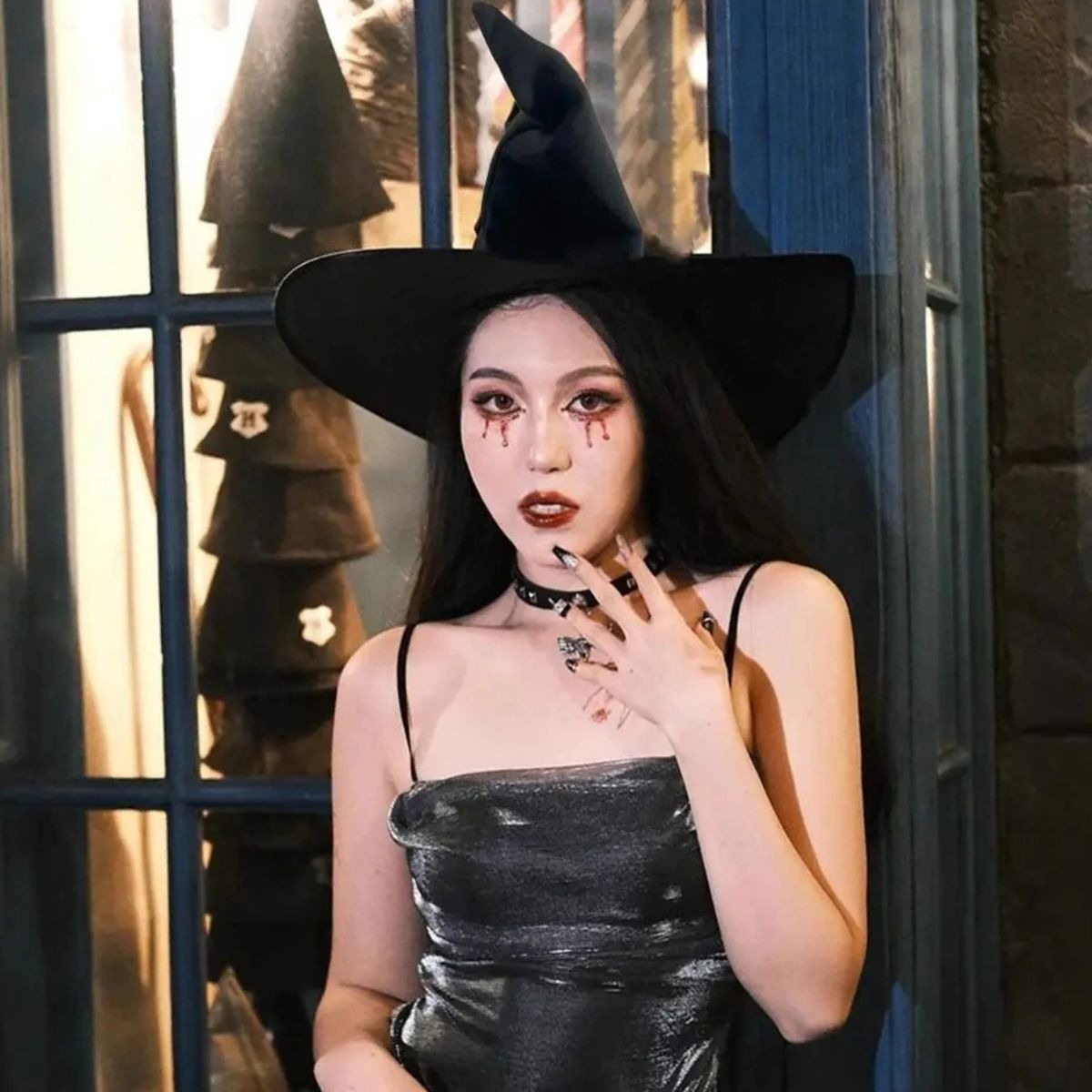 SOMBRERO BRUJA GAMUZA HALLOWEEN UNISEX FLEXIBLE PACK X12 JHN - 9