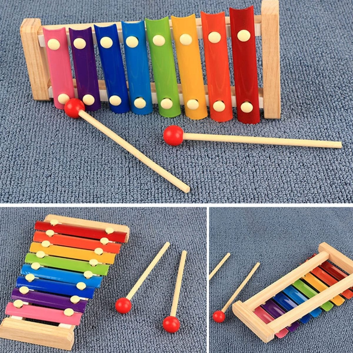 SET 3 JUGUETES MUSICAL XILOFONO MADERA EDUCATIVO BEBE LAU - 5