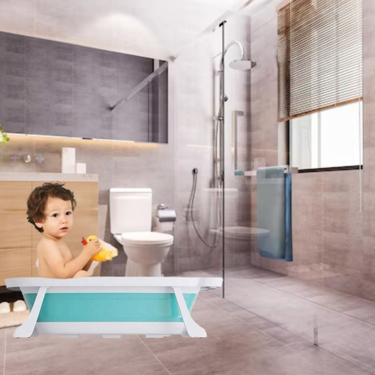 BAÑERA MULTIFUNCIONAL PLEGABLE DIVERTIDA PARA BEBE LAU - 3