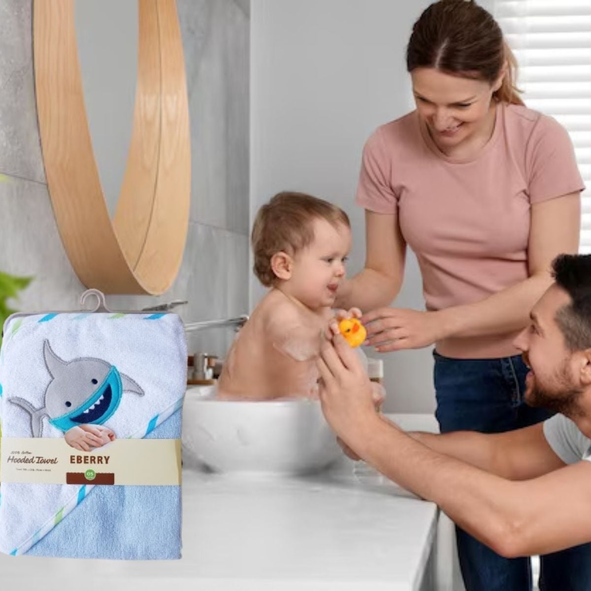 TOALLA DE BAÑO CON CAPUCHA + GUANTE SUAVE BEBE LAU - 3