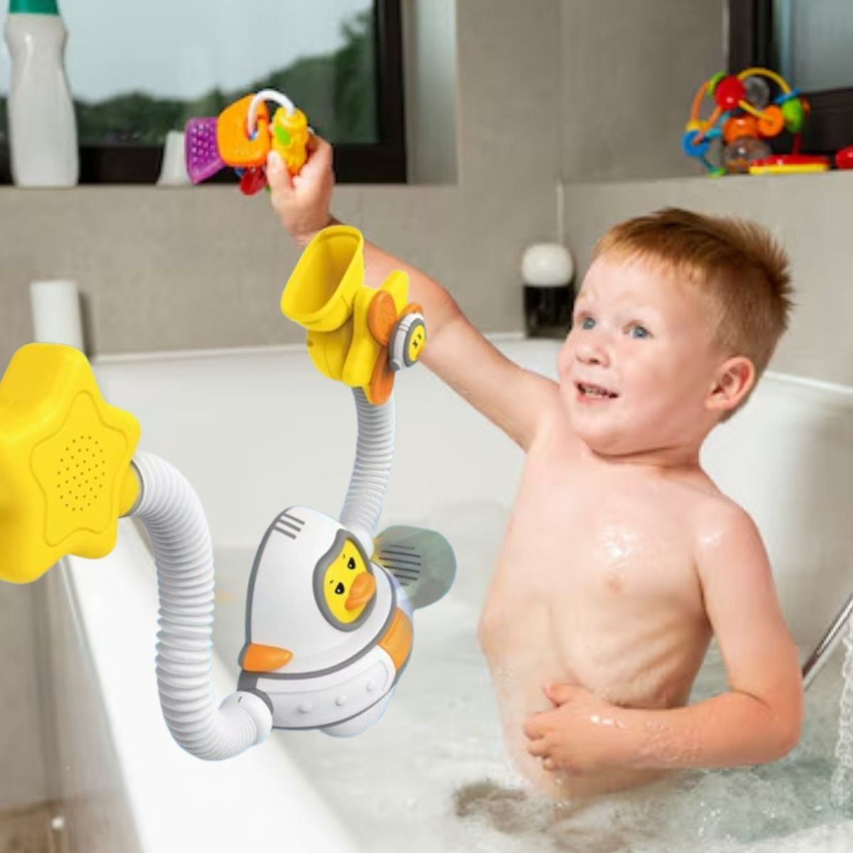 JUGUETE REGADERA BAÑO DE PATO ASTRONAUTA DIVERTIDA BEBE LAU - 4