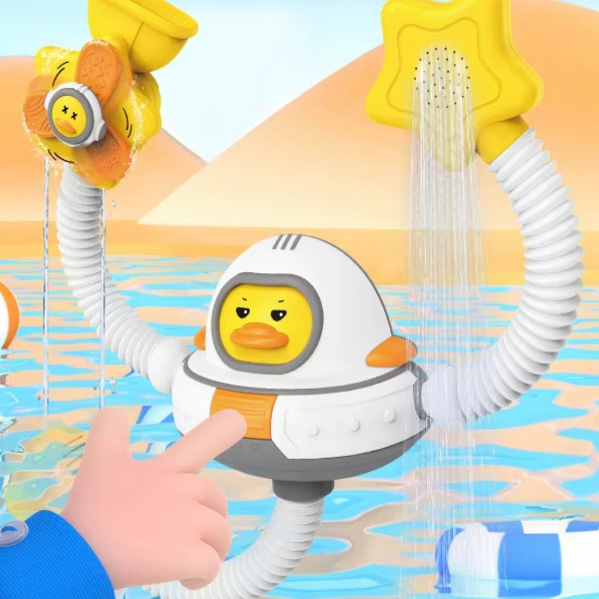 JUGUETE REGADERA BAÑO DE PATO ASTRONAUTA DIVERTIDA BEBE LAU - 5