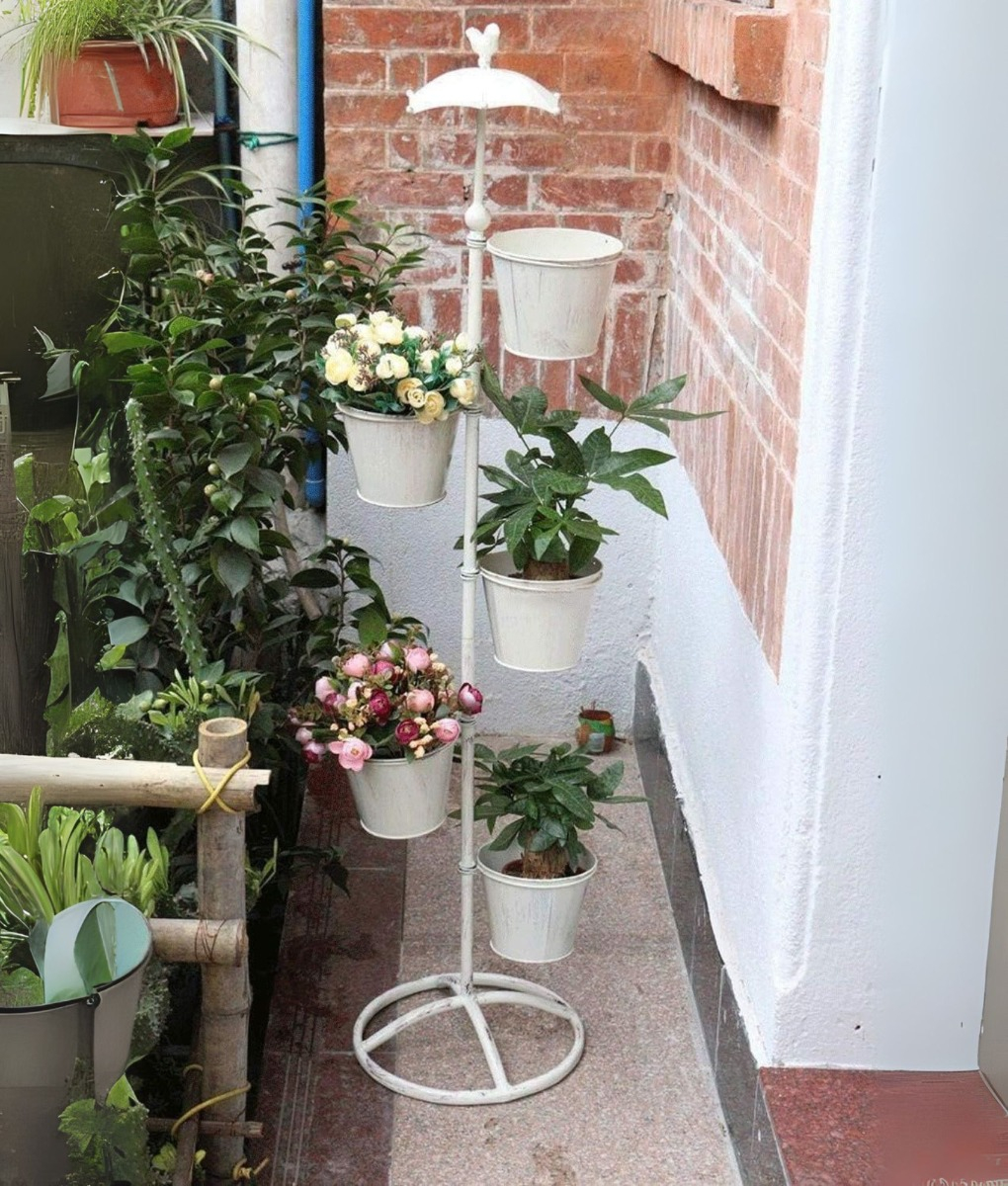 PORTA MACETAS PARAGUAS SOPORTE FLORES PISO ADORNO JARDIN JHN - 7