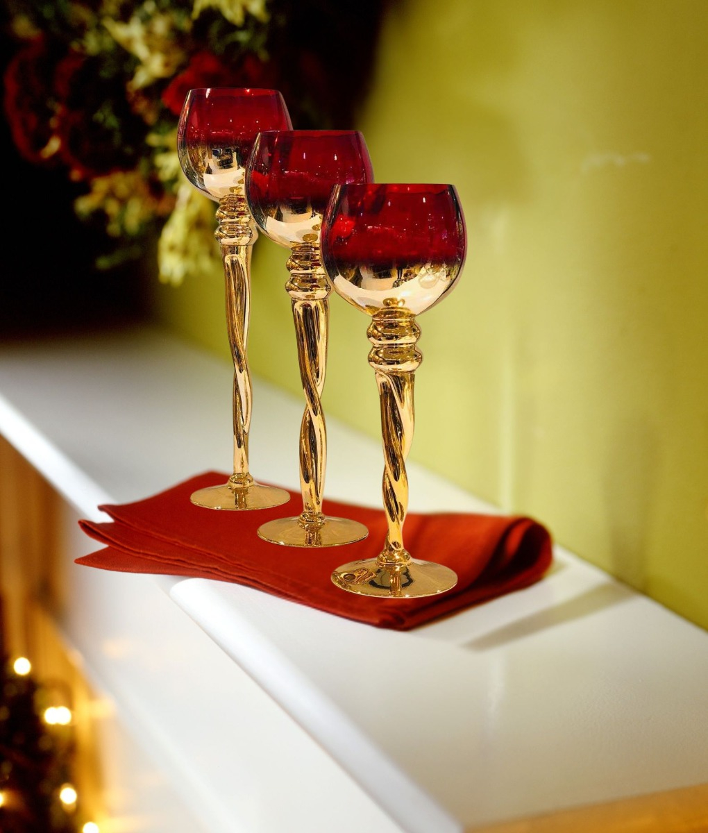 SET PORTAVELAS DECORATIVOS COPA ELEGANCIA HOGAR JHN - 8