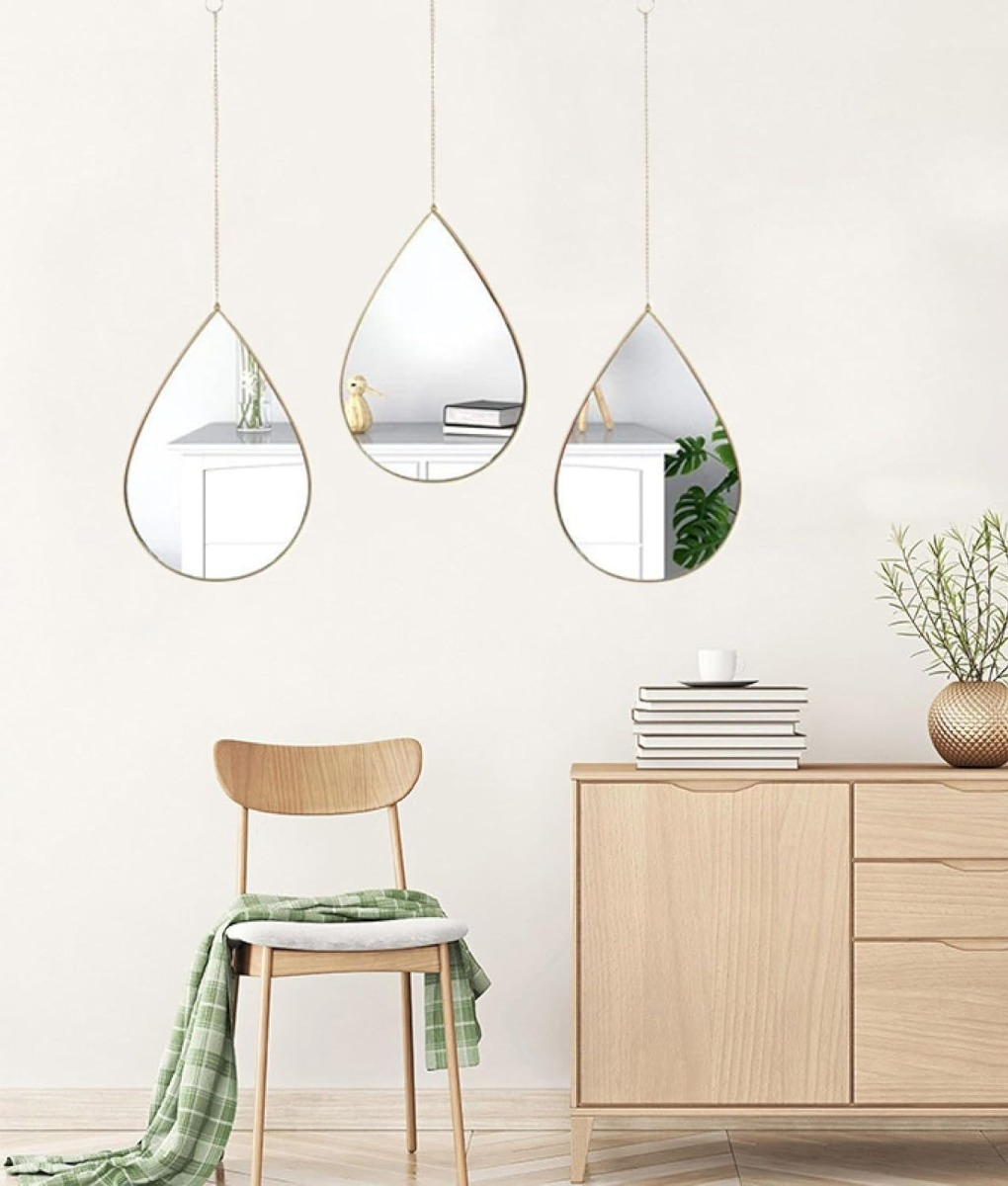 SET 3 ESPEJO LAGRIMA DECORATIVO PARED GOTA HOGAR JHN - 8
