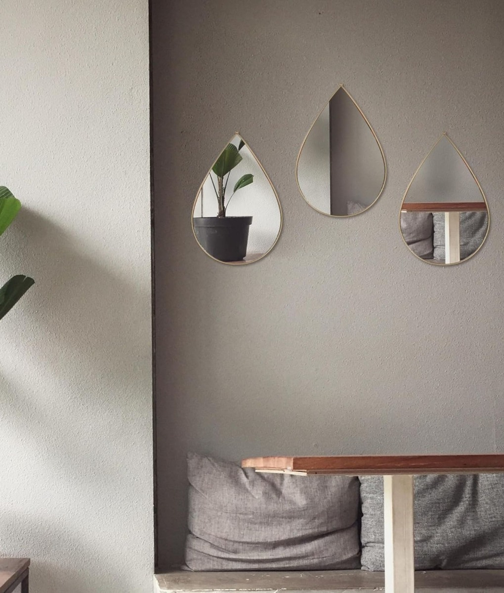 SET 3 ESPEJO LAGRIMA DECORATIVO PARED GOTA HOGAR JHN - 10