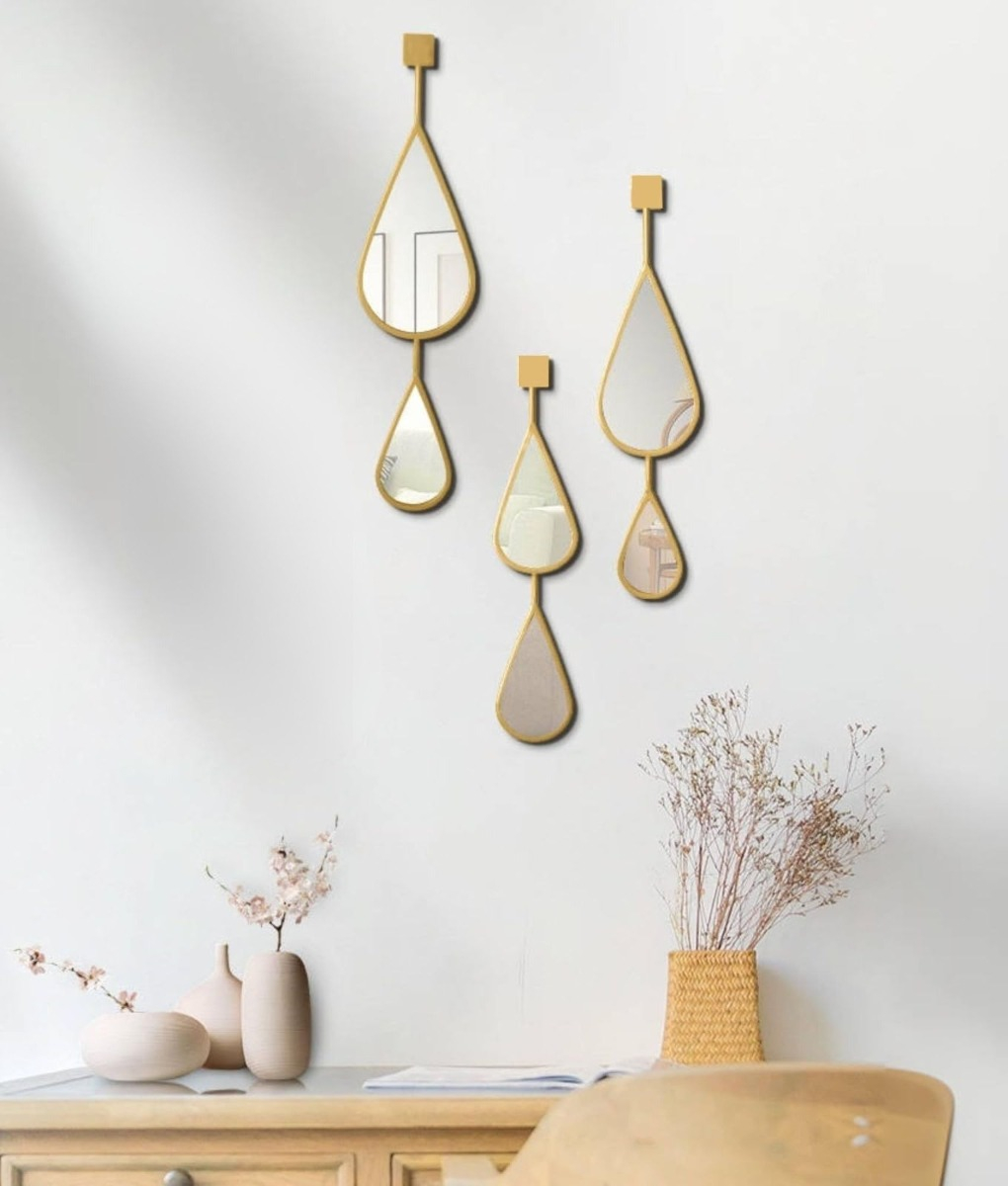 SET 3 ESPEJO DECORATIVO PARED LAGRIMA GOTA HOGAR JHN - 6