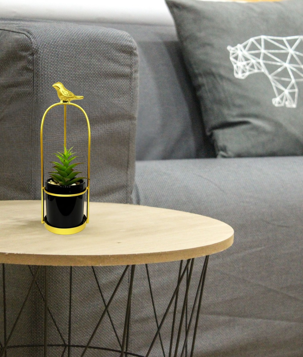 MACETA DECORATIVA JAULA PAJARO SOPORTE MESA JARDIN JHN - 2