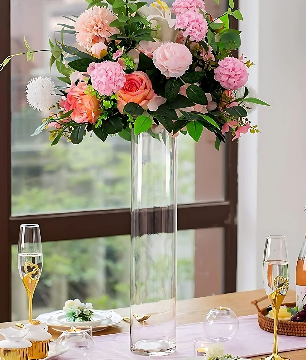 FLORERO TUBULAR CILINDRICO DECORATIVO ALTO FLORES HOGAR JHN - 10