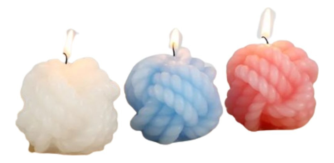 SET 4 VELAS AROMATICAS DECORATIVA FORMA BOLA HILO LAU - 1