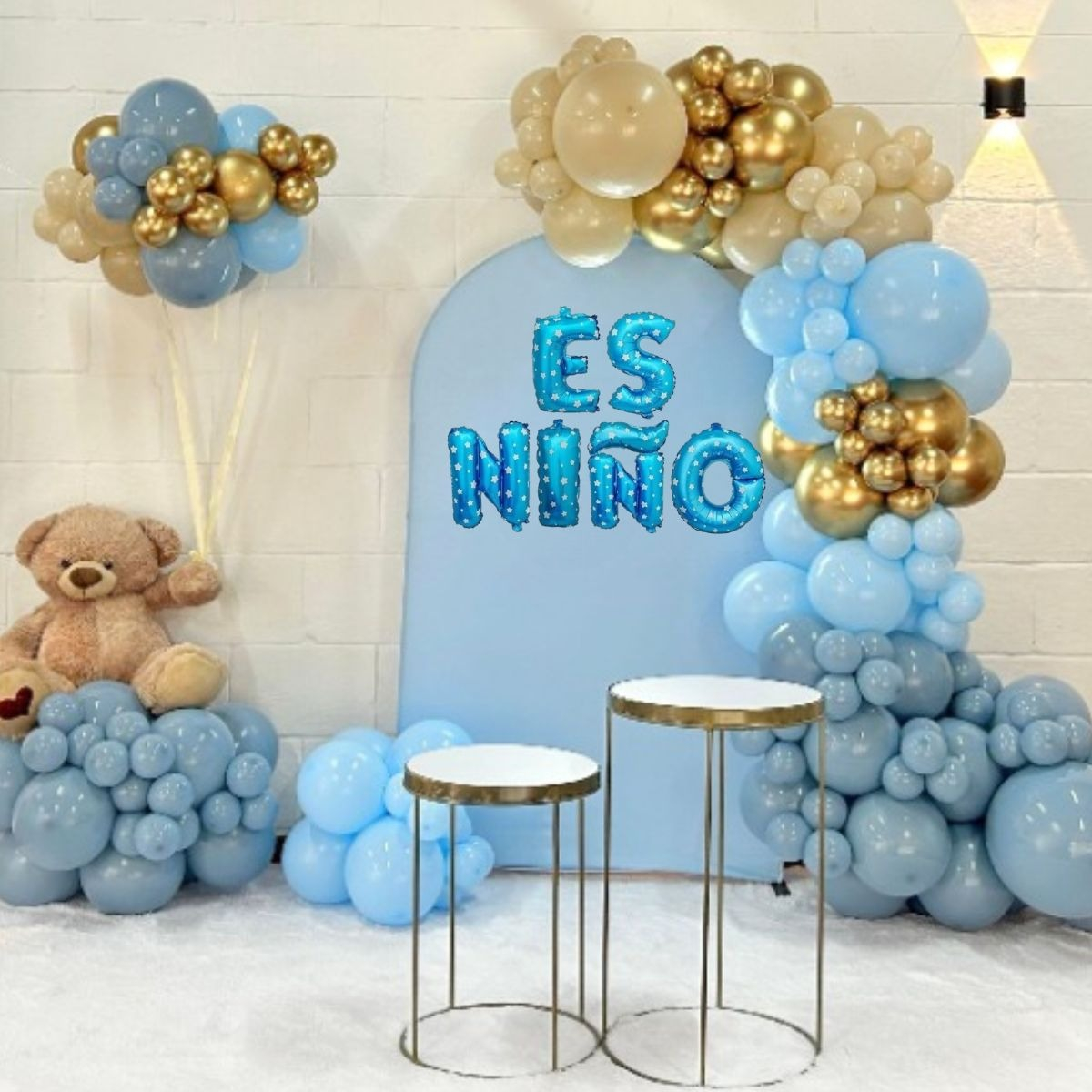 SET 8 GLOBO METALICO LETRERO ES NIÑO REVELA BABY SHOWER LAU - 3