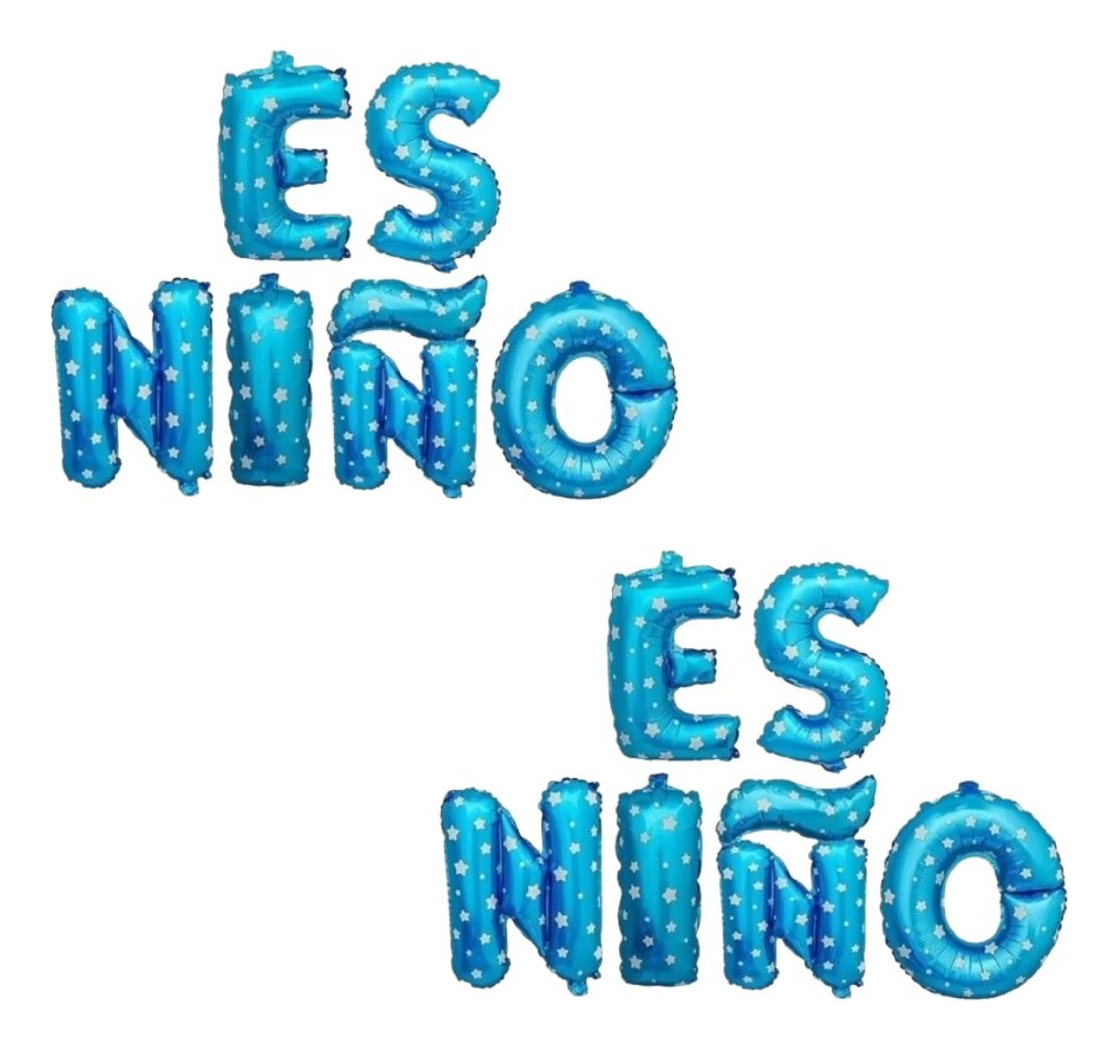 SET 8 GLOBO METALICO LETRERO ES NIÑO REVELA BABY SHOWER LAU - 5