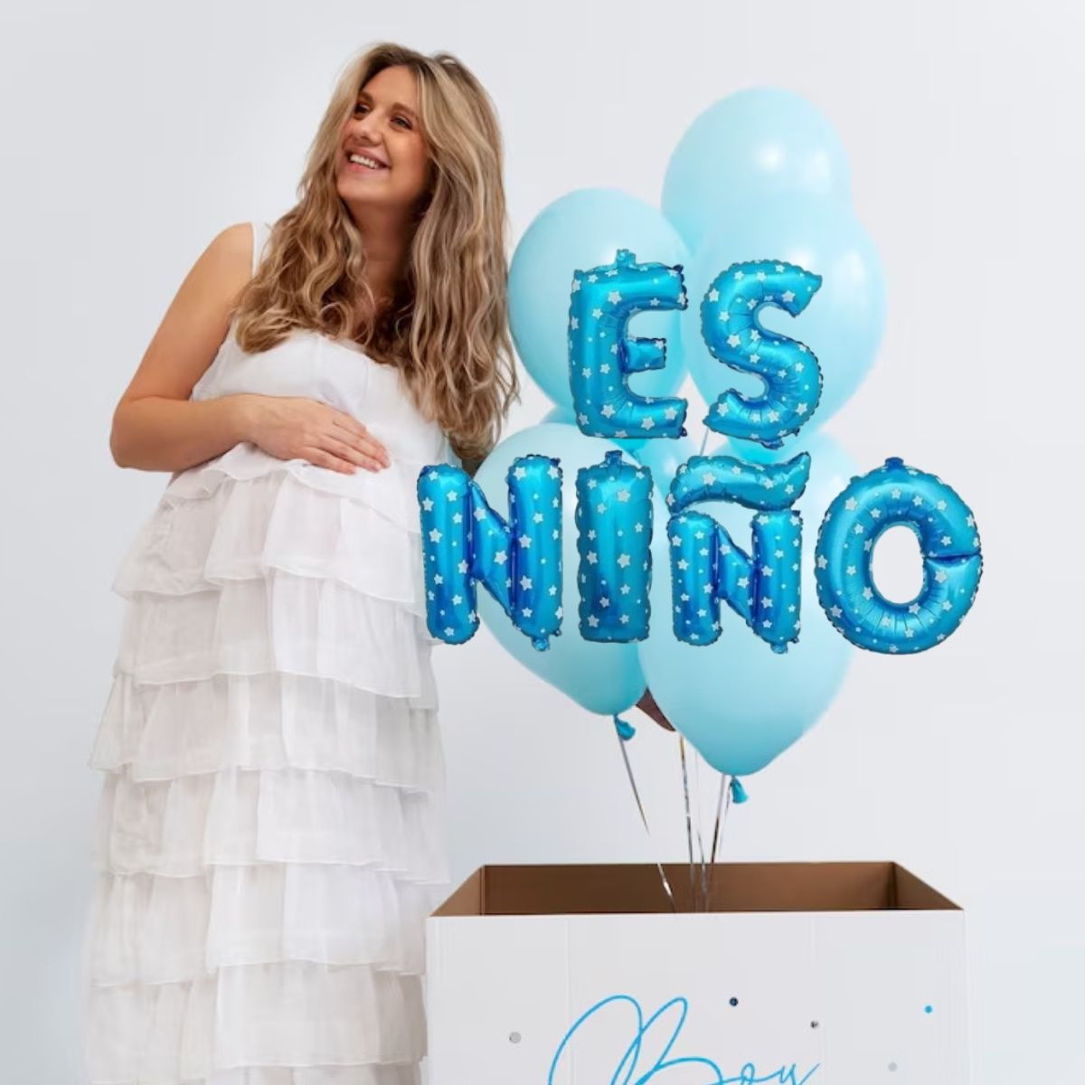 SET 8 GLOBO METALICO LETRERO ES NIÑO REVELA BABY SHOWER LAU - 9