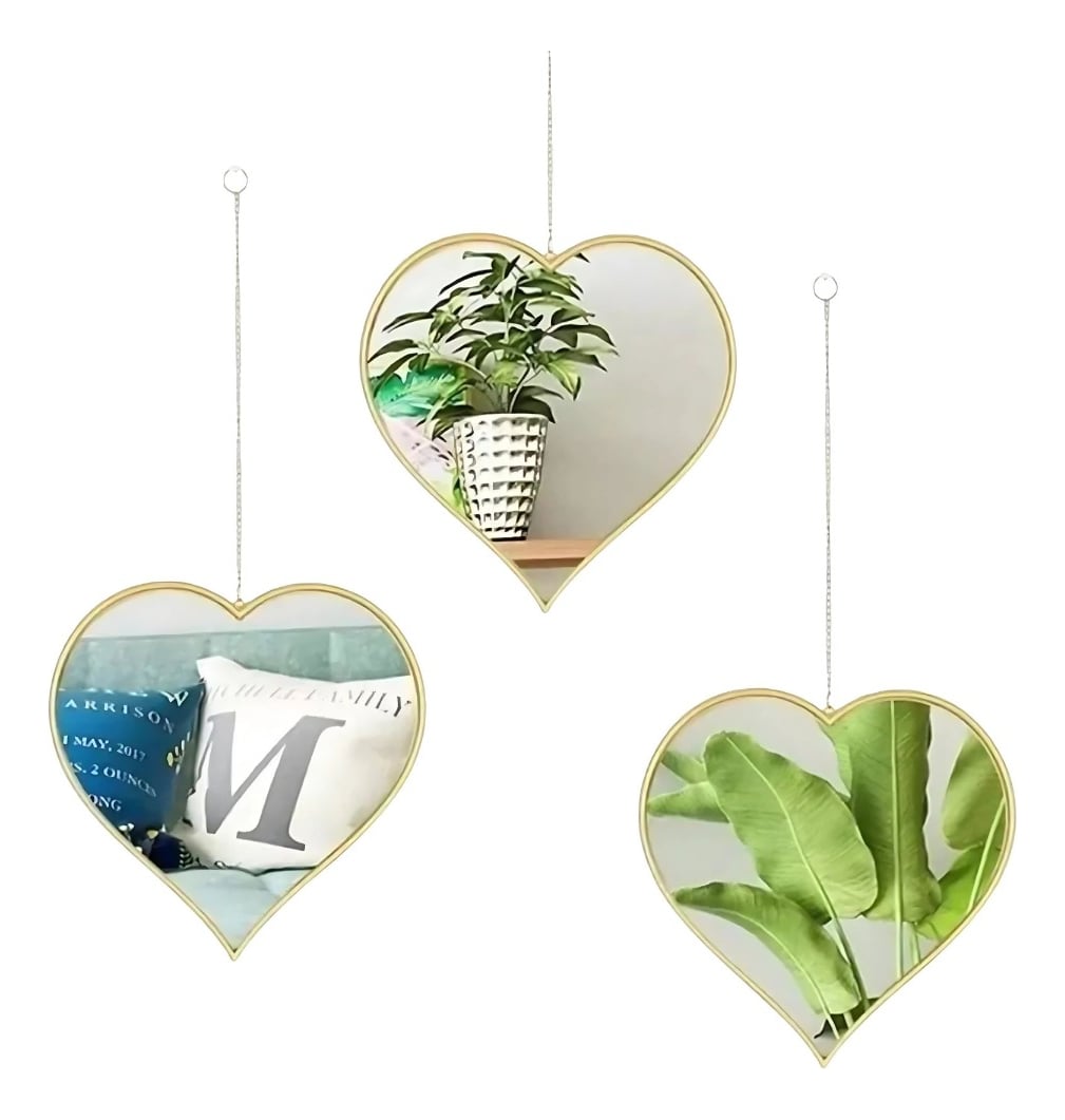 SET 3 ESPEJO DECORATIVO CORAZONES COLGANTE PARED JHN - 1