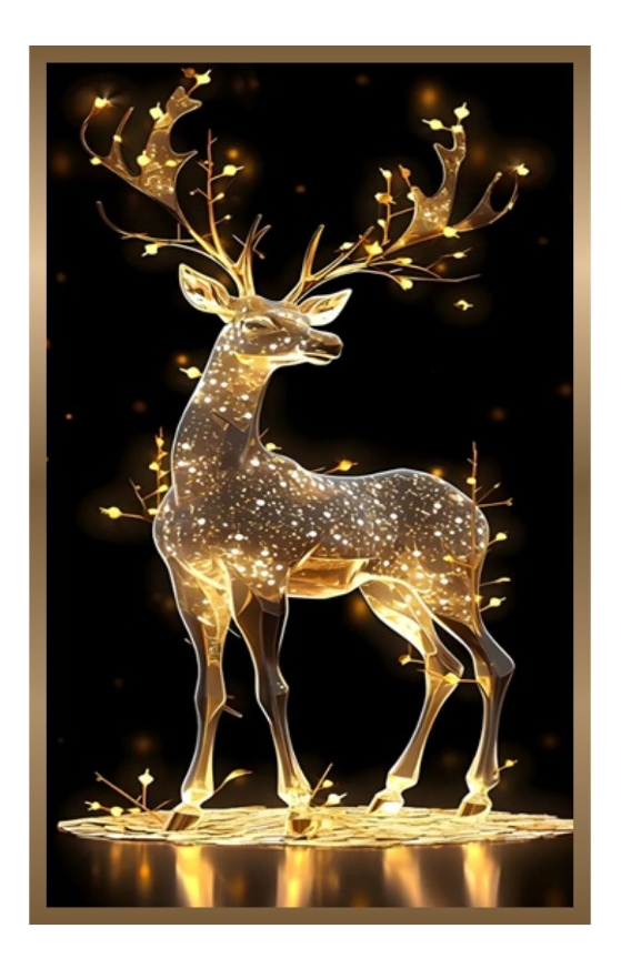 CUADRO DECORATIVO ARTE CIERVO ILUMINADO ELEGANCIA PARED JHN - 1