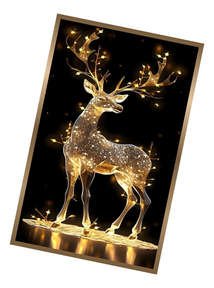 CUADRO DECORATIVO ARTE CIERVO ILUMINADO ELEGANCIA PARED JHN - 2