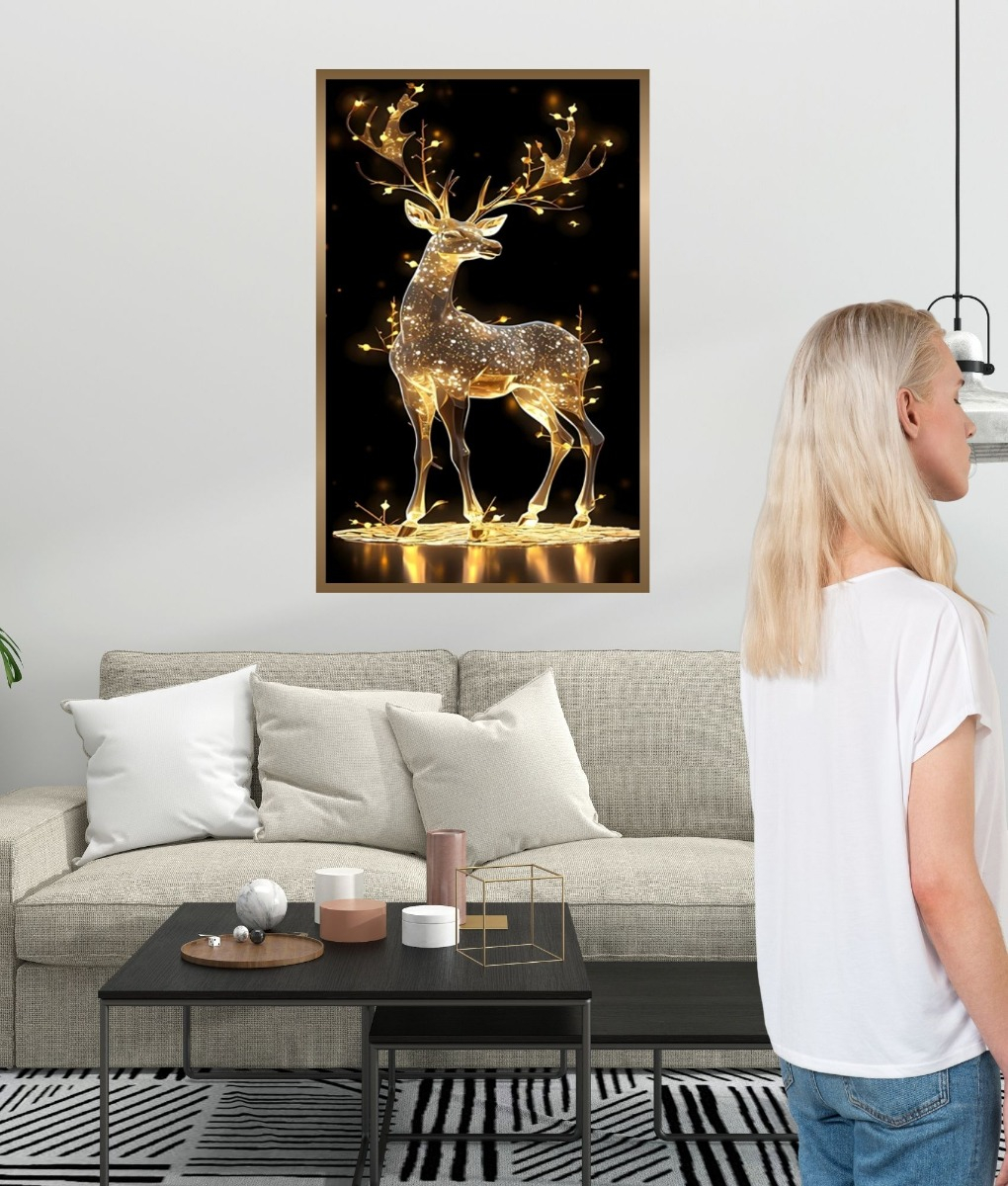 CUADRO DECORATIVO ARTE CIERVO ILUMINADO ELEGANCIA PARED JHN - 4