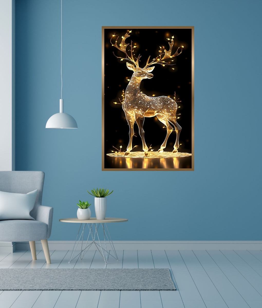 CUADRO DECORATIVO ARTE CIERVO ILUMINADO ELEGANCIA PARED JHN - 6