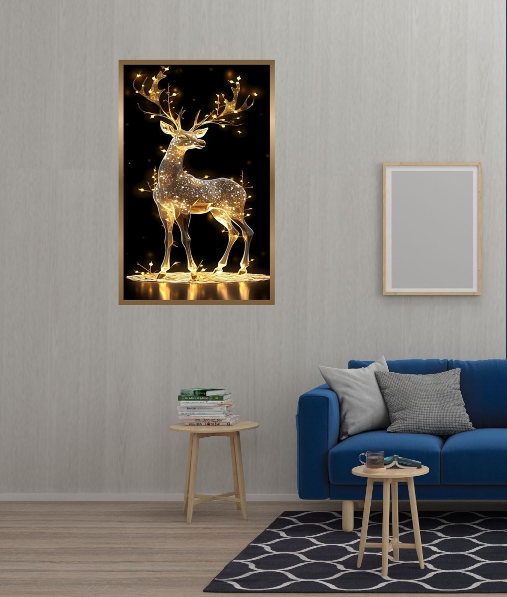 CUADRO DECORATIVO ARTE CIERVO ILUMINADO ELEGANCIA PARED JHN - 7