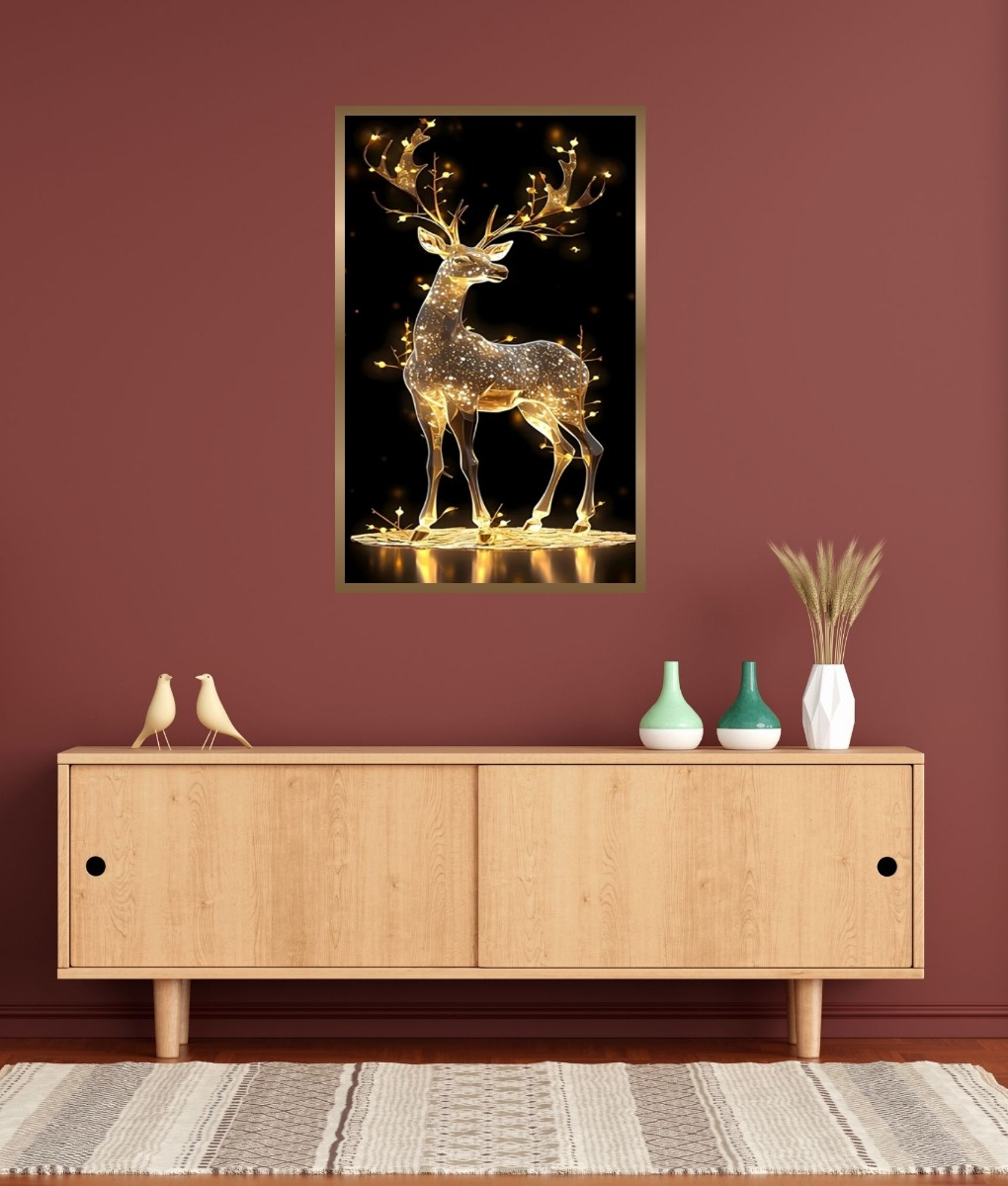 CUADRO DECORATIVO ARTE CIERVO ILUMINADO ELEGANCIA PARED JHN - 8