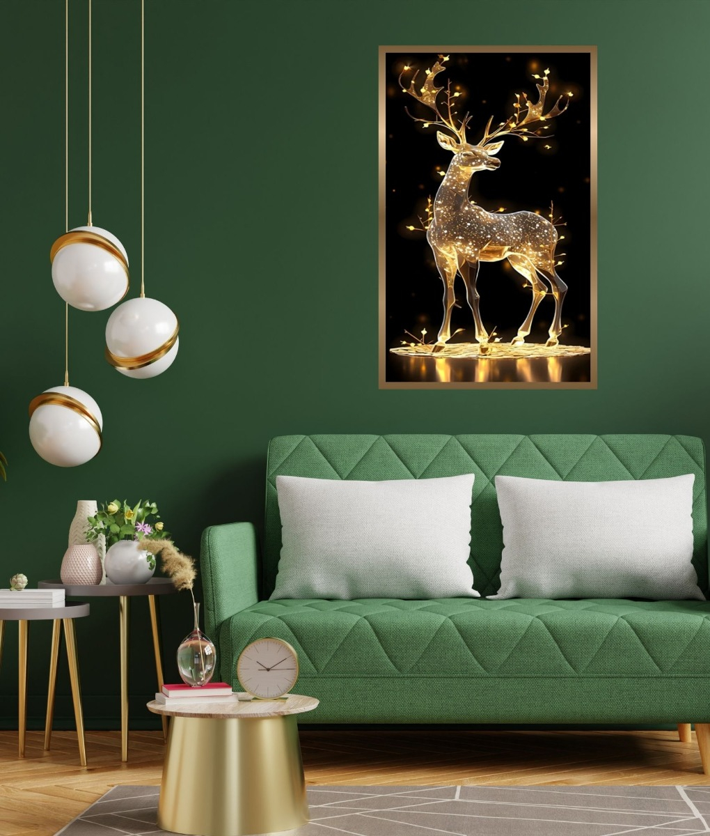 CUADRO DECORATIVO ARTE CIERVO ILUMINADO ELEGANCIA PARED JHN - 9