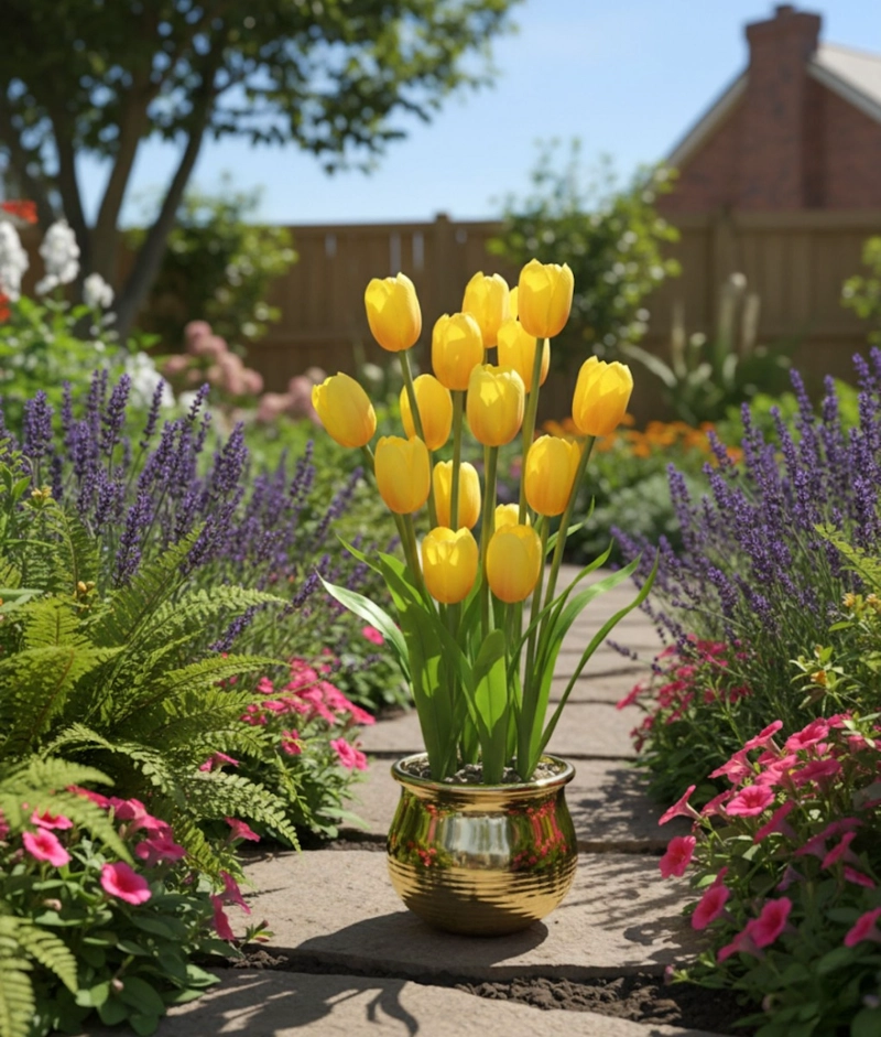 PLANTA ARTIFICIAL DECORATIVA TULIPANES ADORNO HOGAR JHN - 8