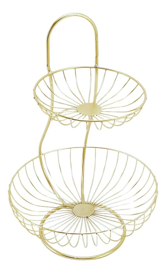 FRUTERO DECORATIVO CESTO FRUTAS DOS NIVELES MOSTRADOR JHN - 1