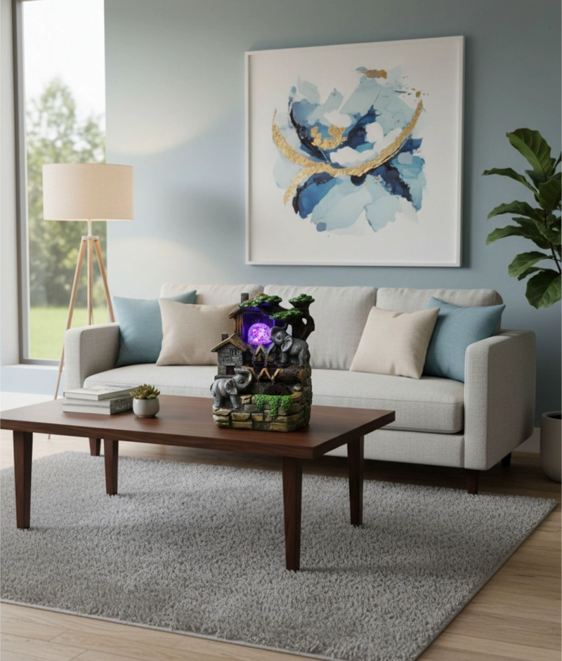 FUENTE AGUA DECORATIVA ADORNO MESA RELAJANTE HOGAR JHN - 9