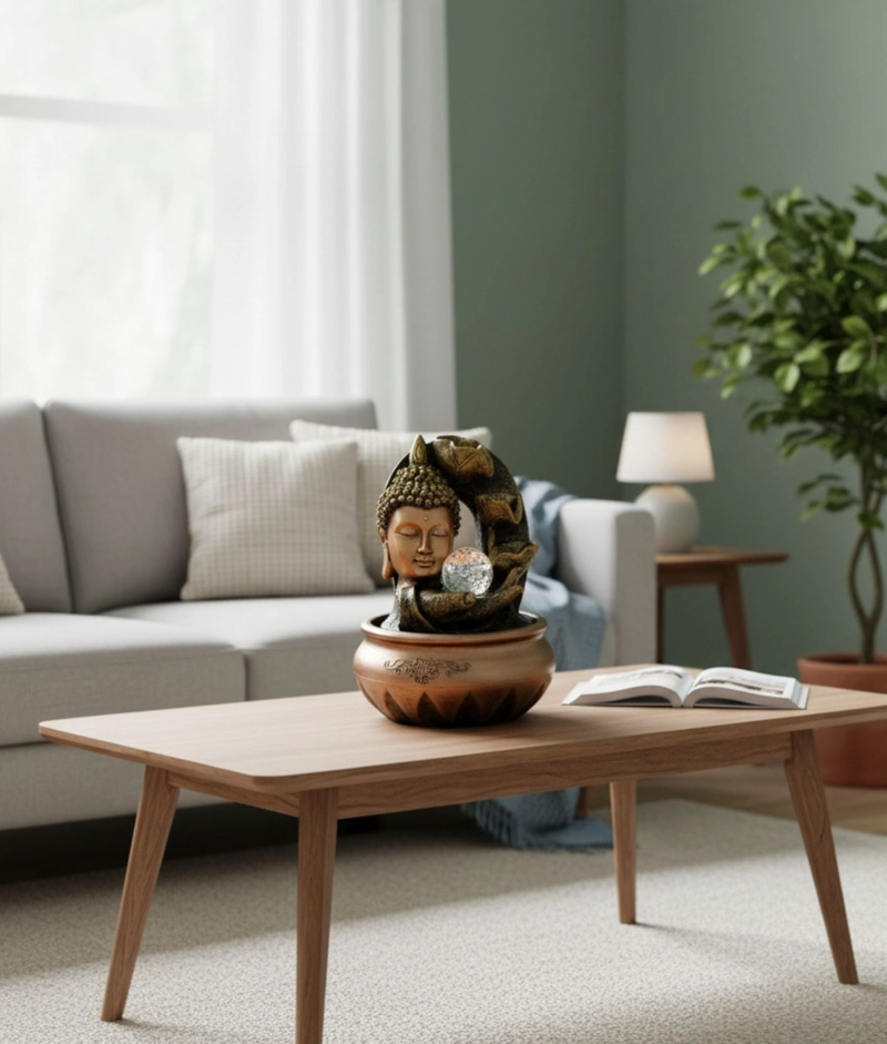 FUENTE AGUA BUDA MONJE ADORNO DECORATIVO MESA HOGAR JHN - 7