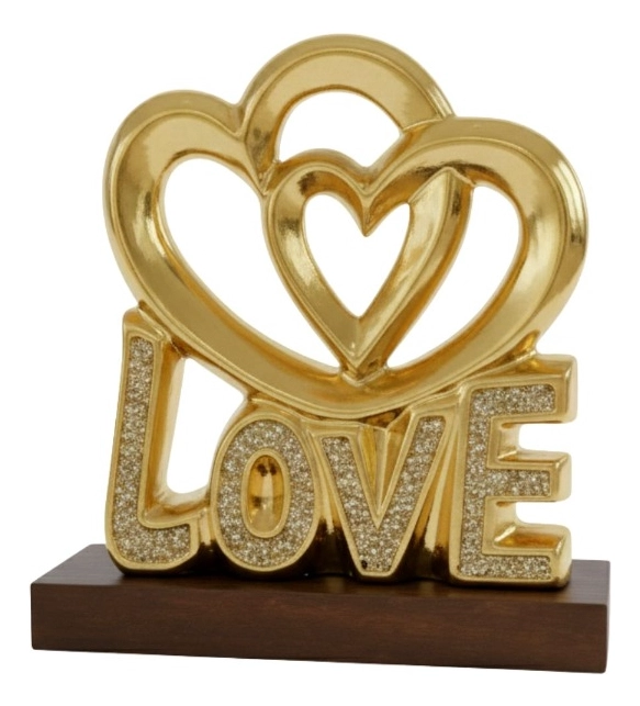 FIGURA DECORATIVA ADORNO CORAZONES LOVE ESTATUA JHN - 1
