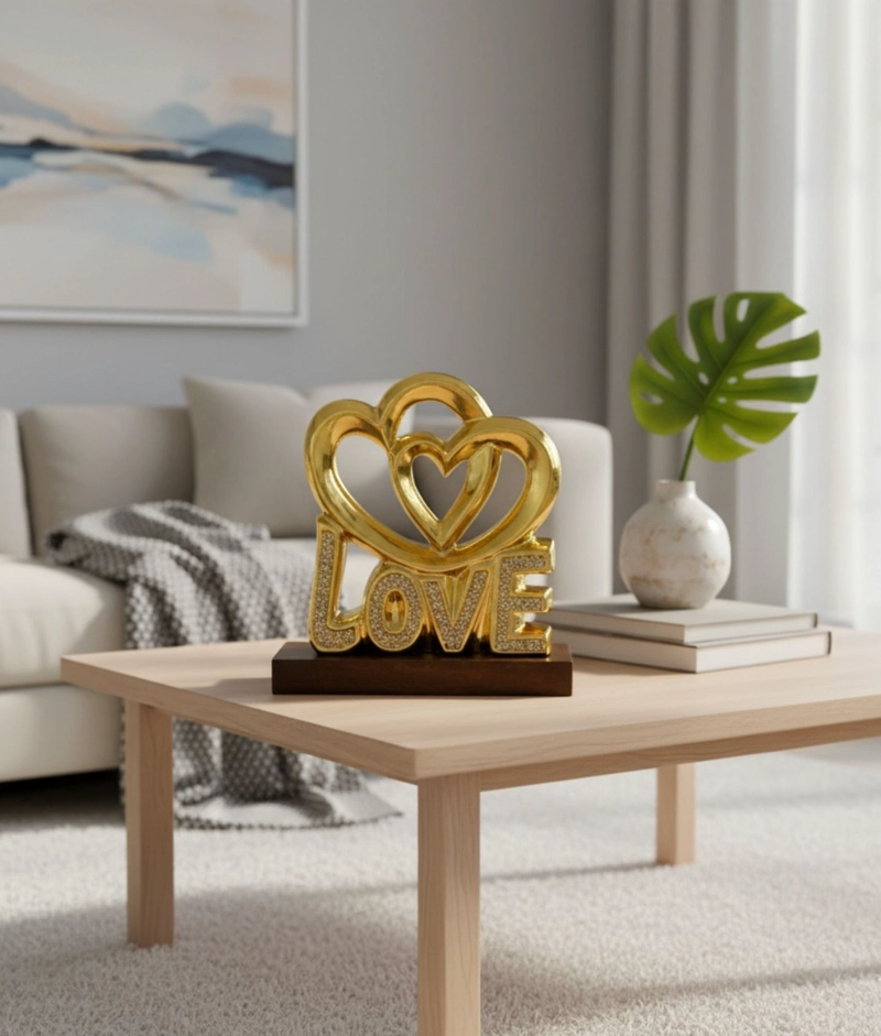FIGURA DECORATIVA ADORNO CORAZONES LOVE ESTATUA JHN - 7