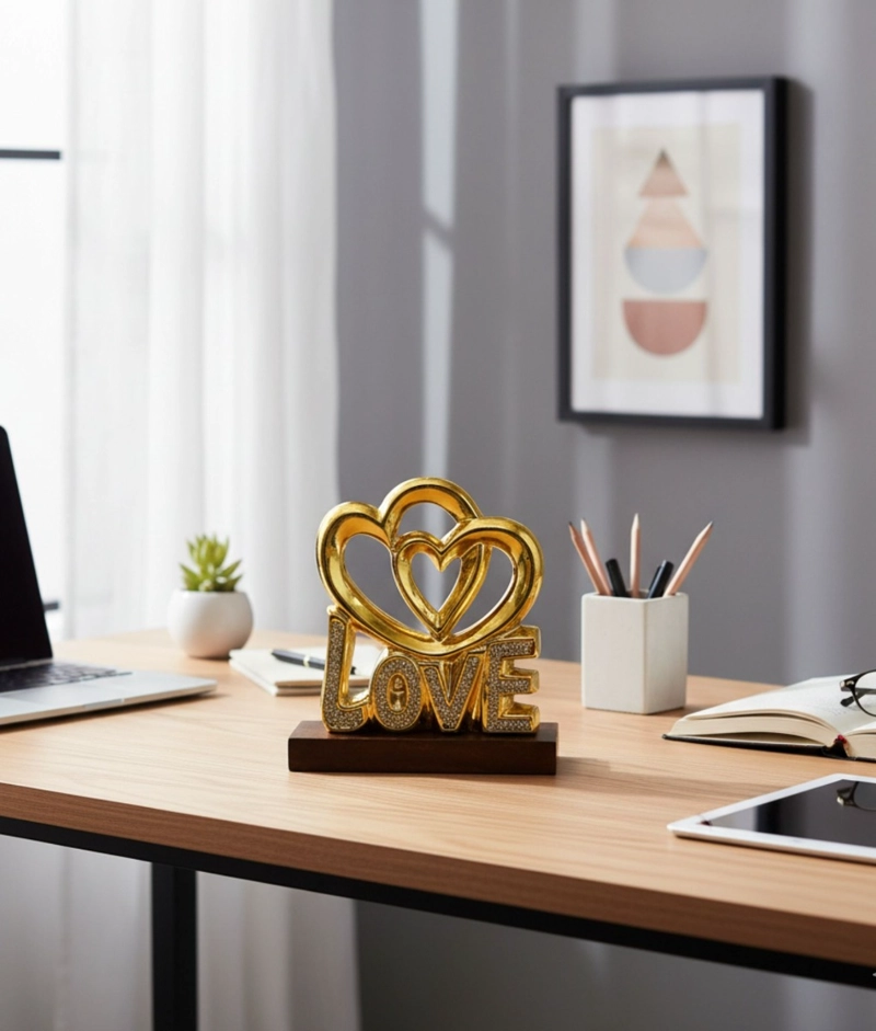 FIGURA DECORATIVA ADORNO CORAZONES LOVE ESTATUA JHN - 10