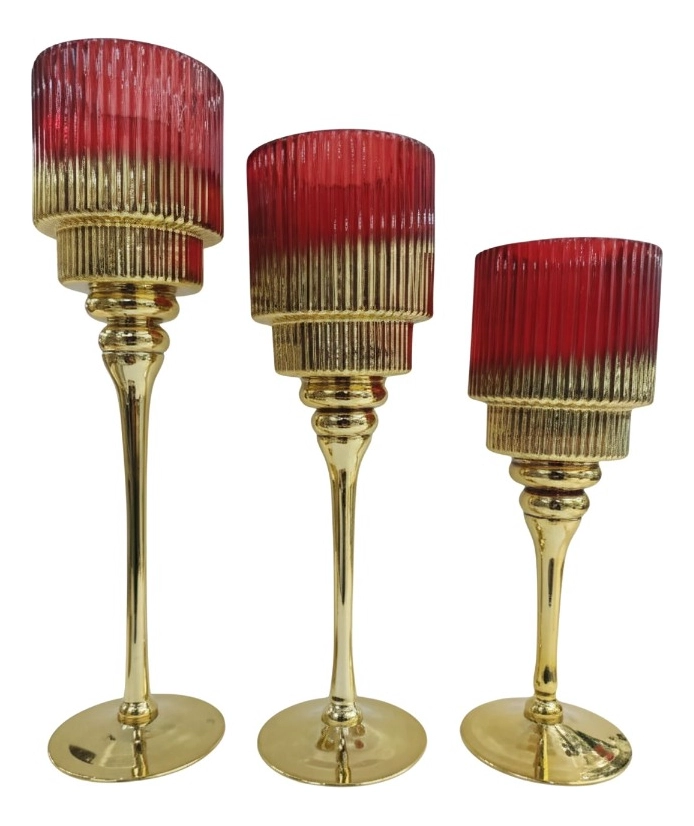 SET 3 PORTAVELAS CANDELABRO DECORATIVO ADORNO FUNCIONAL JHN - 1
