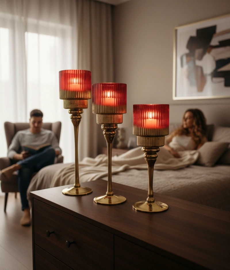 SET 3 PORTAVELAS CANDELABRO DECORATIVO ADORNO FUNCIONAL JHN - 6