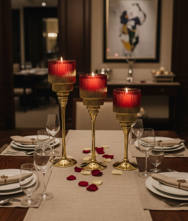 SET 3 PORTAVELAS CANDELABRO DECORATIVO ADORNO FUNCIONAL JHN - 7
