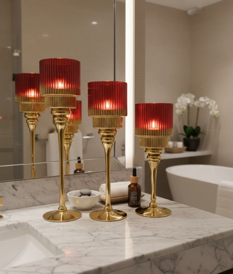 SET 3 PORTAVELAS CANDELABRO DECORATIVO ADORNO FUNCIONAL JHN - 8