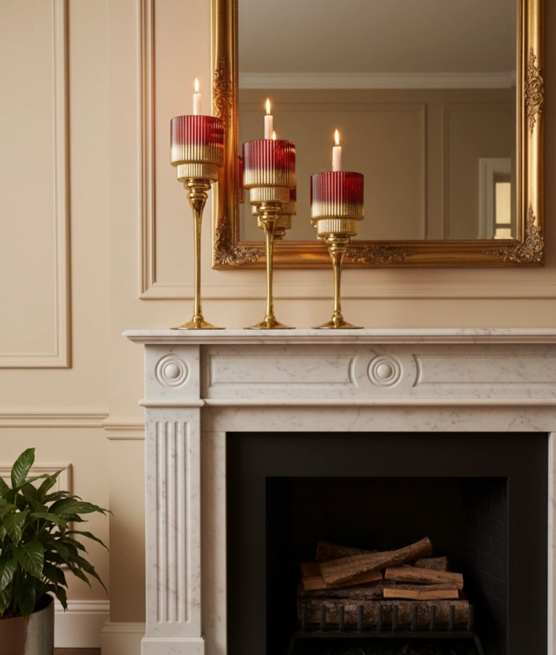 SET 3 PORTAVELAS CANDELABRO DECORATIVO ADORNO FUNCIONAL JHN - 10