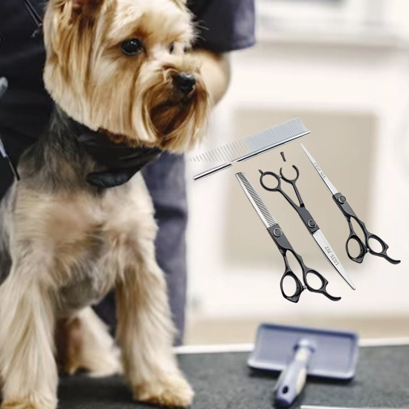 KIT DE TIJERAS PROFESIONALES ASEO DE MASCOTAS 7' LAU - 10