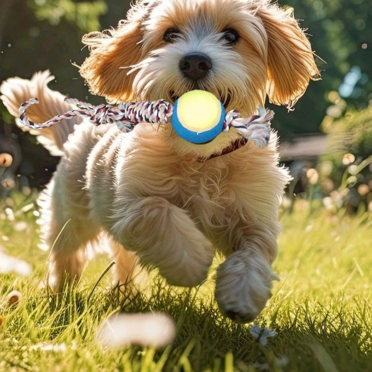 SET 4 JUGUETES DE CUERDA PELOTA DIVERTIDO MASCOTA PERROS LAU - 7