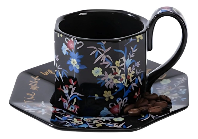 TAZA DECORATIVA ELEGANTE PLATILLO FLORAL HOGAR JHN - 1