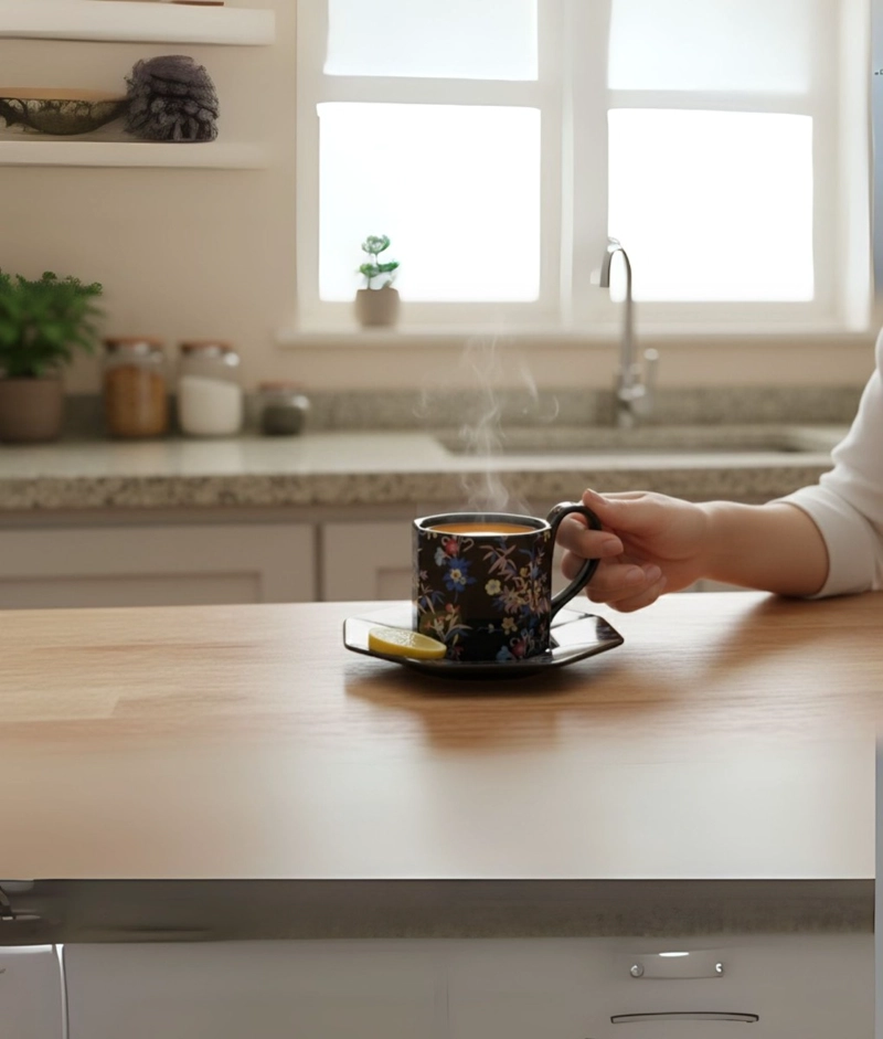 TAZA DECORATIVA ELEGANTE PLATILLO FLORAL HOGAR JHN - 6