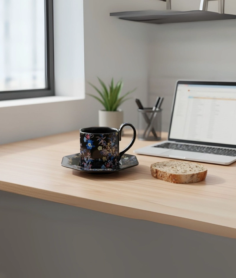 TAZA DECORATIVA ELEGANTE PLATILLO FLORAL HOGAR JHN - 8