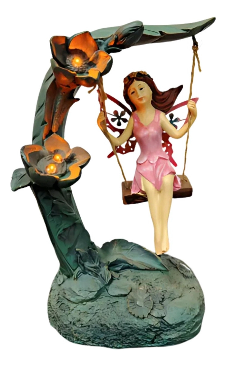 FIGURA DECORATIVA HADA COLUMPIO JARDIN ADORNO SOLAR JHN - 1