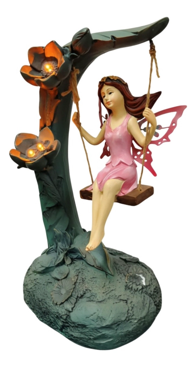 FIGURA DECORATIVA HADA COLUMPIO JARDIN ADORNO SOLAR JHN - 3