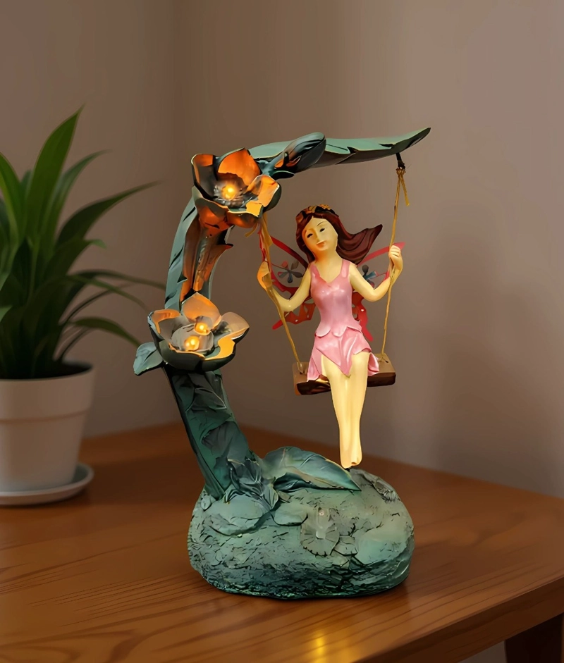 FIGURA DECORATIVA HADA COLUMPIO JARDIN ADORNO SOLAR JHN - 8