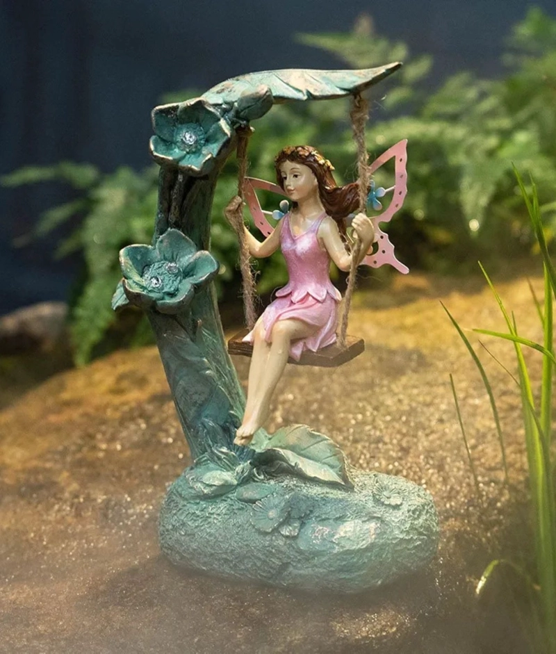 FIGURA DECORATIVA HADA COLUMPIO JARDIN ADORNO SOLAR JHN - 9