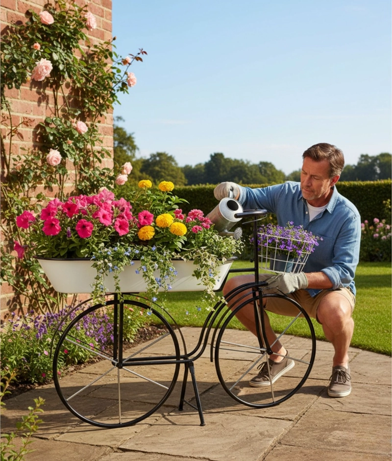 PORTA MACETAS DECORATIVO BICICLETA CLASICA ELEGANTE JHN - 6