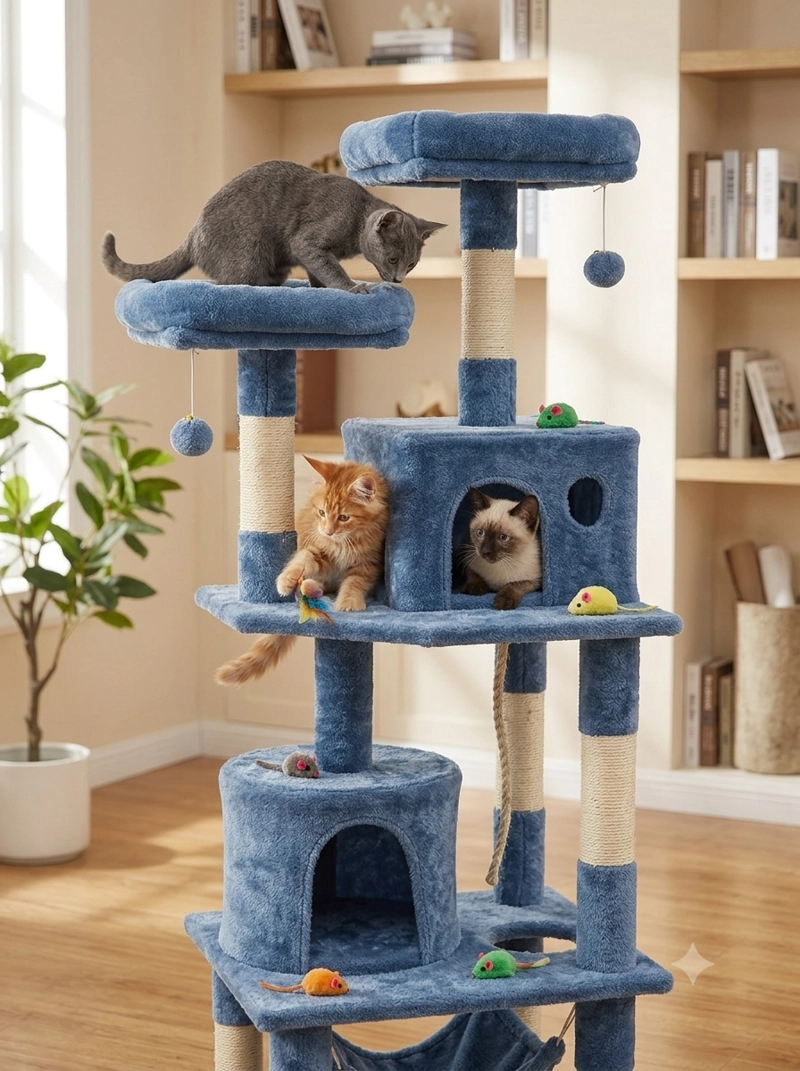 TORRE RASCADOR GRANDE PARA GATOS MASCOTAS LAU - 3